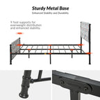 62 Floral Pattern Upholstered Platform Metal Bed Frame with Washable Bed Sheet