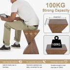 Indoor Lightweight Concrete Accent Table - Natural Wood