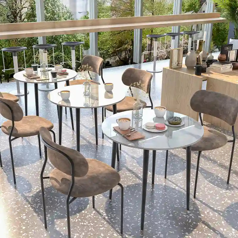 Marble Top Round Dining Table with Metal Legs for Dining Room Kitchen