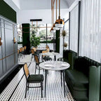 Marble Top Round Dining Table with Metal Legs for Dining Room Kitchen