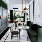 Marble Top Round Dining Table with Metal Legs for Dining Room Kitchen