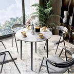 Marble Top Round Dining Table with Metal Legs for Dining Room Kitchen