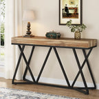 55 Inch Wood Console Table, Sofa Table Entryway Table with Unique Metal Legs