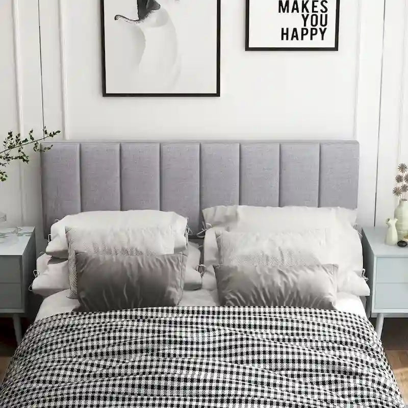 Linen Upholstered Headboard for Full and Queen Size Bed Frames