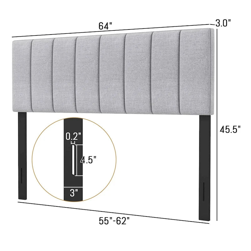Linen Upholstered Headboard for Full and Queen Size Bed Frames