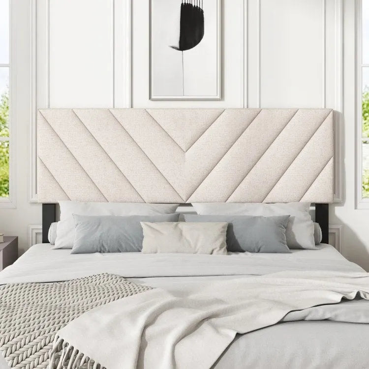 Linen Upholstered Headboard for Full and Queen Size Bed Frames