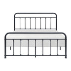 Ryan Full Size Metal Bed, Platform Foundation, Black Curved Spindle Frame