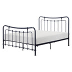 Ryan Full Size Metal Bed, Platform Foundation, Black Curved Spindle Frame