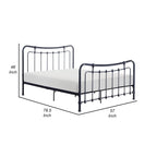 Ryan Full Size Metal Bed, Platform Foundation, Black Curved Spindle Frame