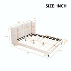 Upholstered Platform Bed with LED Lights and U-Shaped Headboard