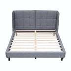 Upholstered Platform Bed with LED Lights and U-Shaped Headboard