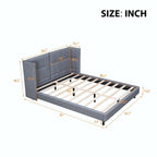 Upholstered Platform Bed with LED Lights and U-Shaped Headboard