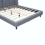 Upholstered Platform Bed with LED Lights and U-Shaped Headboard