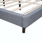 Upholstered Platform Bed with LED Lights and U-Shaped Headboard