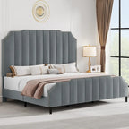 Black Upholstered Bed Frame PU Platform Bedframe Mattress Foundation