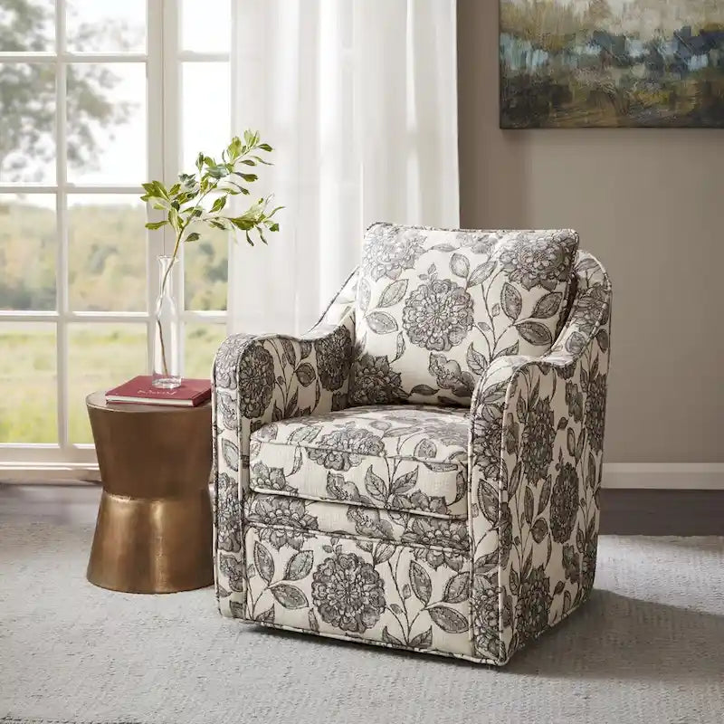 Betty Slub-weave Wide-seat 360-degree Swivel Armchair Set of 2