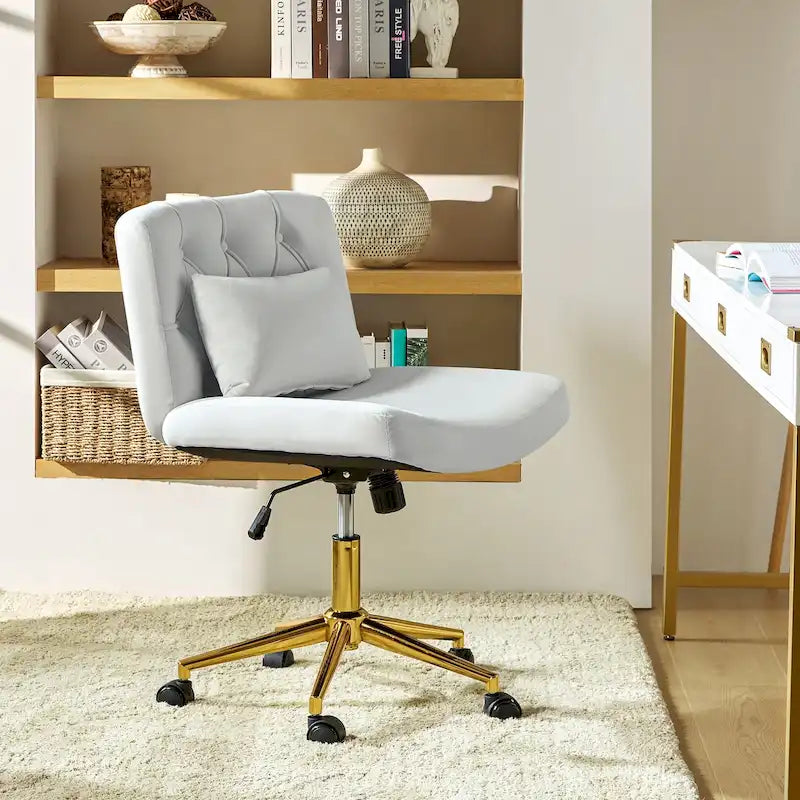 Modern Flannel Swivel And Tilt Office Chair With Backrest