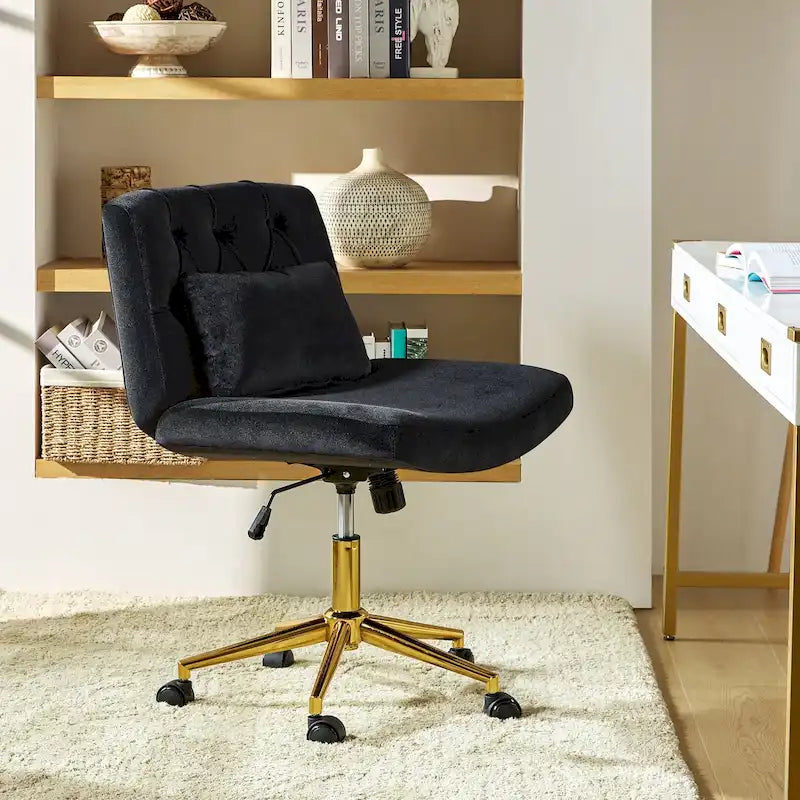 Modern Flannel Swivel And Tilt Office Chair With Backrest