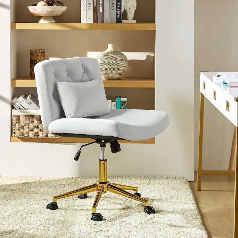 Modern Flannel Swivel And Tilt Office Chair With Backrest