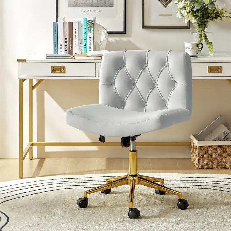 Modern Flannel Swivel And Tilt Office Chair With Backrest