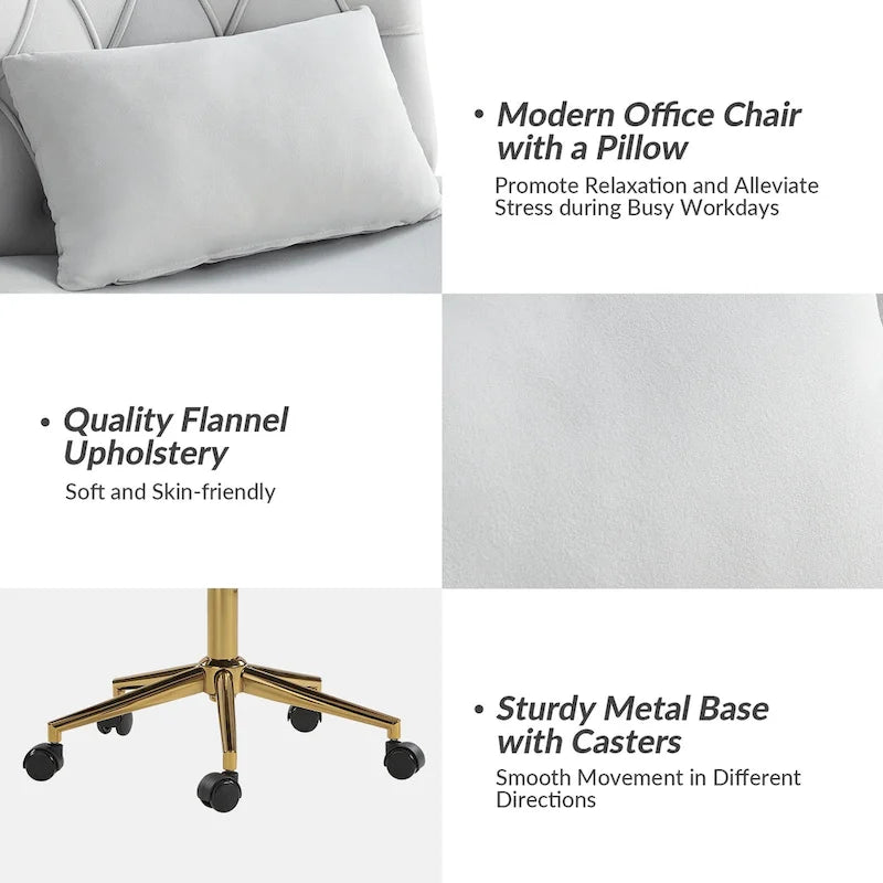 Modern Flannel Swivel And Tilt Office Chair With Backrest