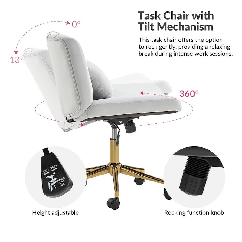 Modern Flannel Swivel And Tilt Office Chair With Backrest