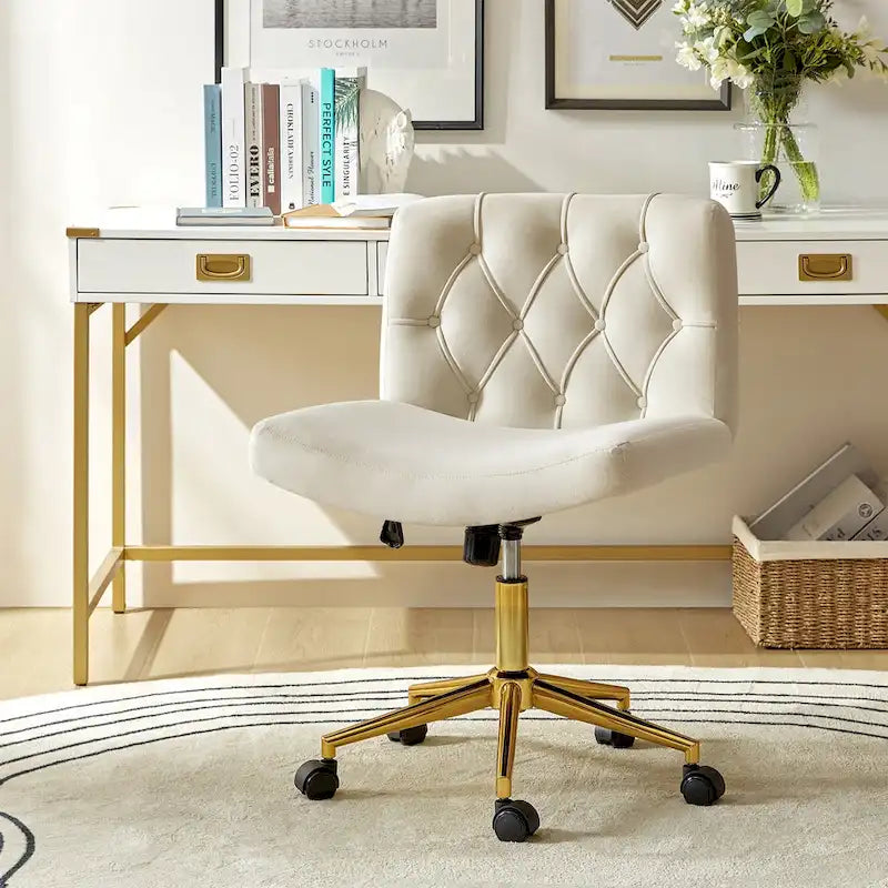 Modern Flannel Swivel And Tilt Office Chair With Backrest