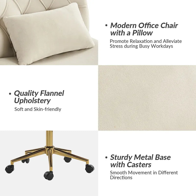 Modern Flannel Swivel And Tilt Office Chair With Backrest