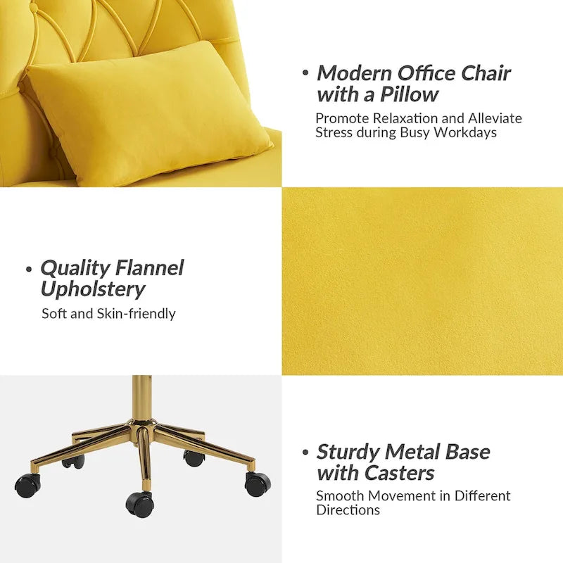 Modern Flannel Swivel And Tilt Office Chair With Backrest