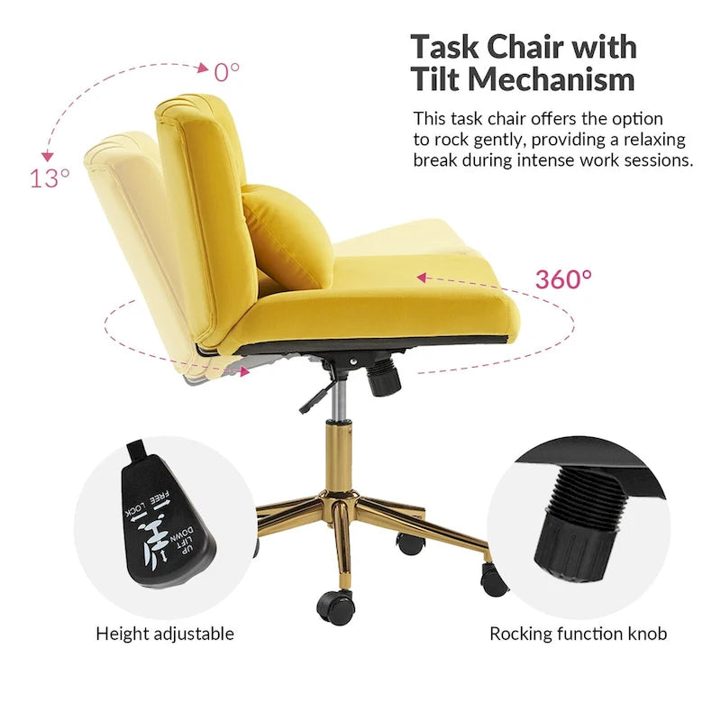 Modern Flannel Swivel And Tilt Office Chair With Backrest