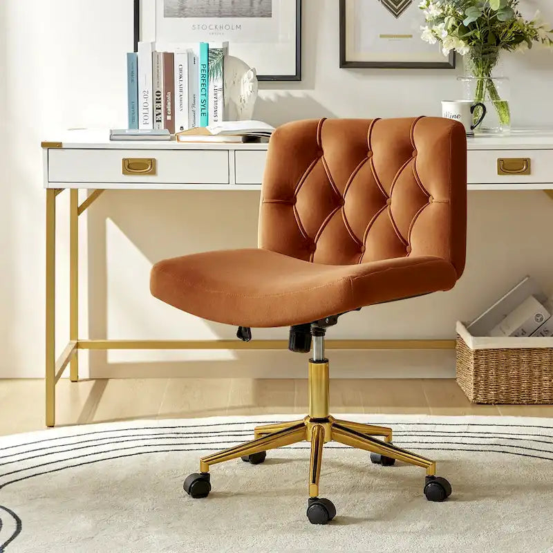 Modern Flannel Swivel And Tilt Office Chair With Backrest