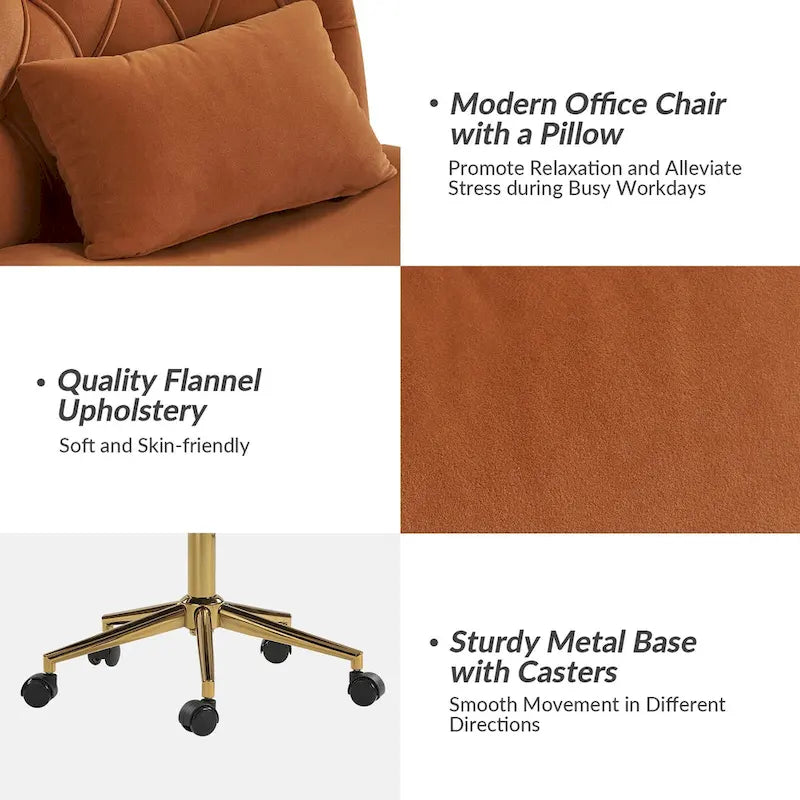 Modern Flannel Swivel And Tilt Office Chair With Backrest