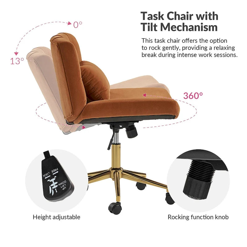Modern Flannel Swivel And Tilt Office Chair With Backrest
