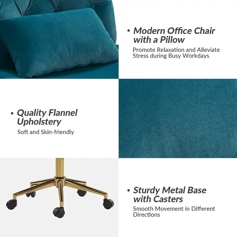 Modern Flannel Swivel And Tilt Office Chair With Backrest