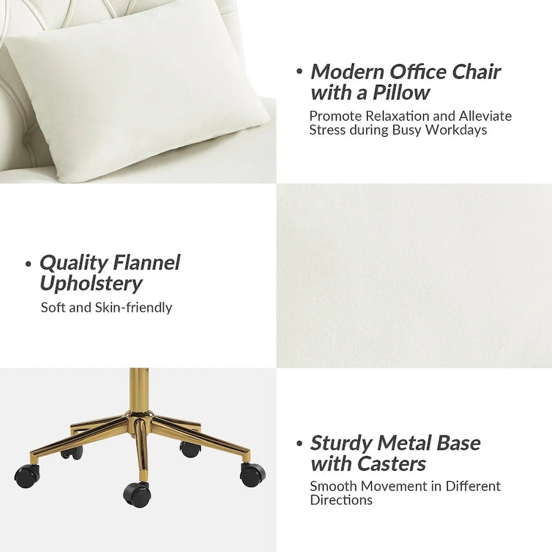 Modern Flannel Swivel And Tilt Office Chair With Backrest