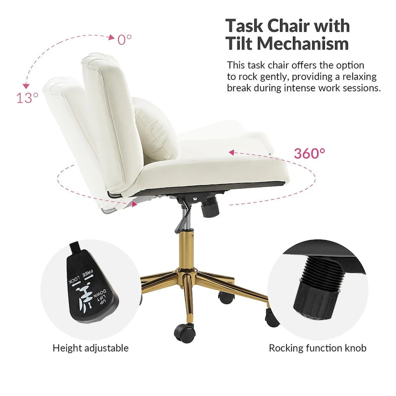Modern Flannel Swivel And Tilt Office Chair With Backrest