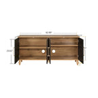 Carved Flower Door Large Storage Cabinet With Metal Handle