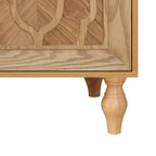 Carved Flower Door Large Storage Cabinet With Metal Handle