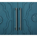 Carved Flower Door Large Storage Cabinet With Metal Handle