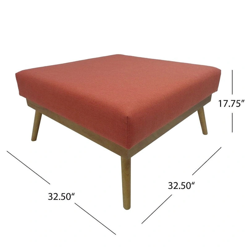 Medieval Square Footstool With Rubberwood Legs