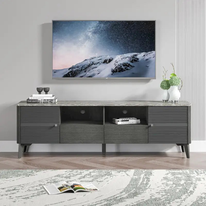 Stylish 70-Inch TV Stand with Marble-Printed Top - 70 in Width