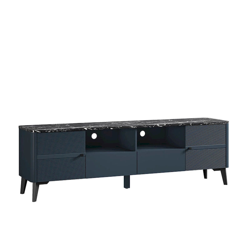 Stylish 70-Inch TV Stand with Marble-Printed Top - 70 in Width