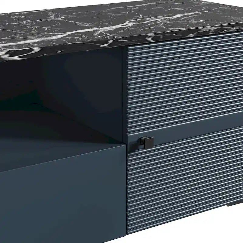 Stylish 70-Inch TV Stand with Marble-Printed Top - 70 in Width