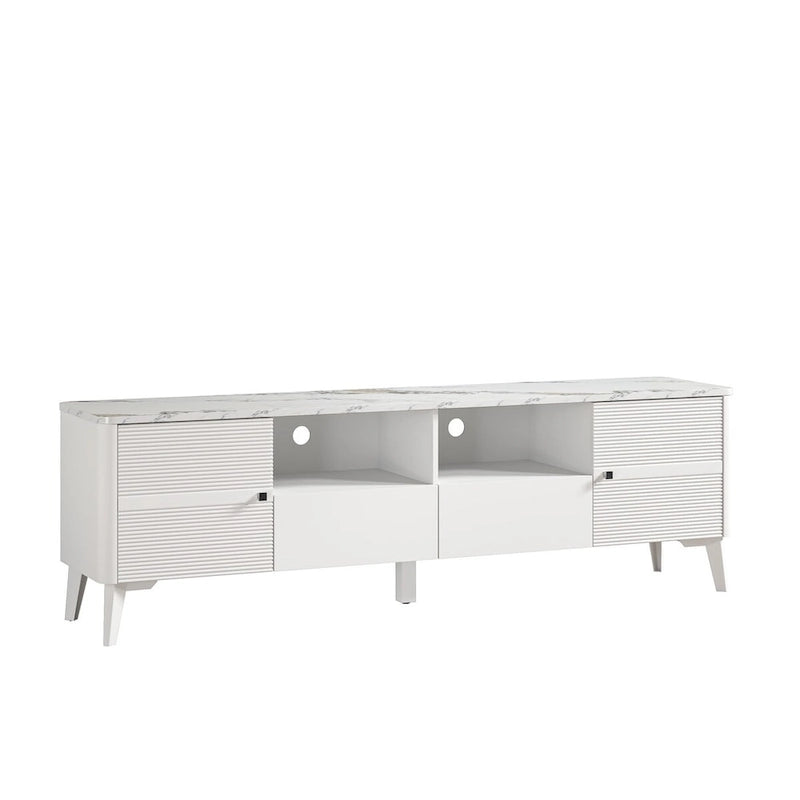 Stylish 70-Inch TV Stand with Marble-Printed Top - 70 in Width