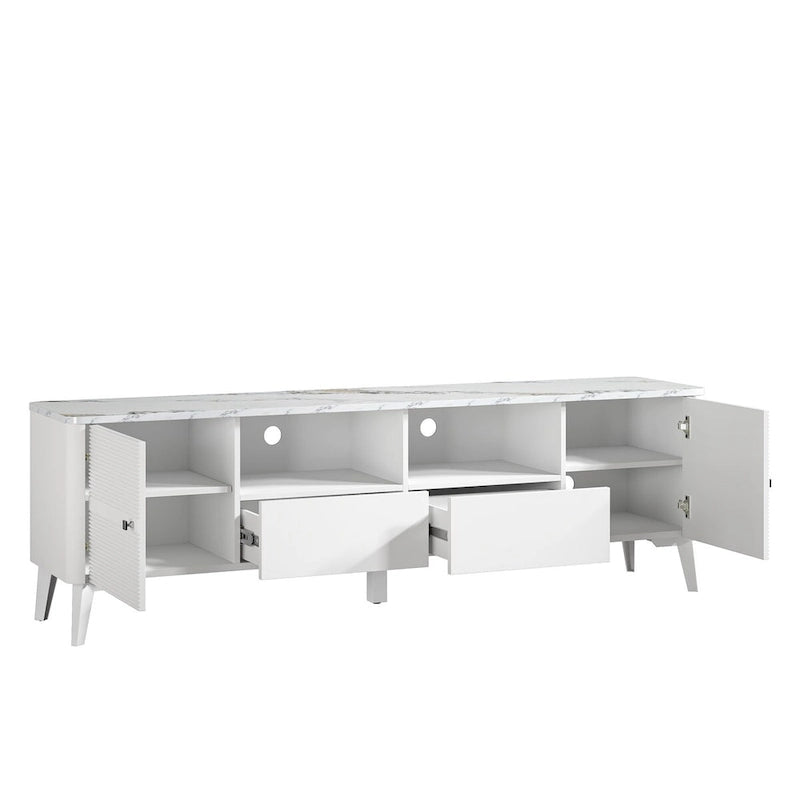 Stylish 70-Inch TV Stand with Marble-Printed Top - 70 in Width