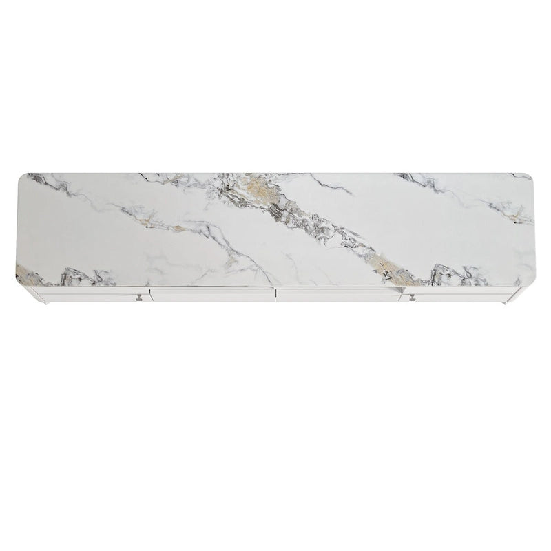 Stylish 70-Inch TV Stand with Marble-Printed Top - 70 in Width