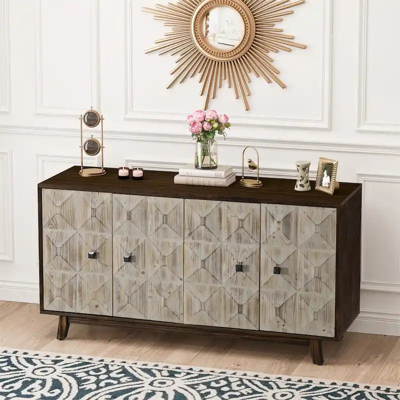 Retro-Style Sideboard, Freestanding Sideboard Storage Cabinet
