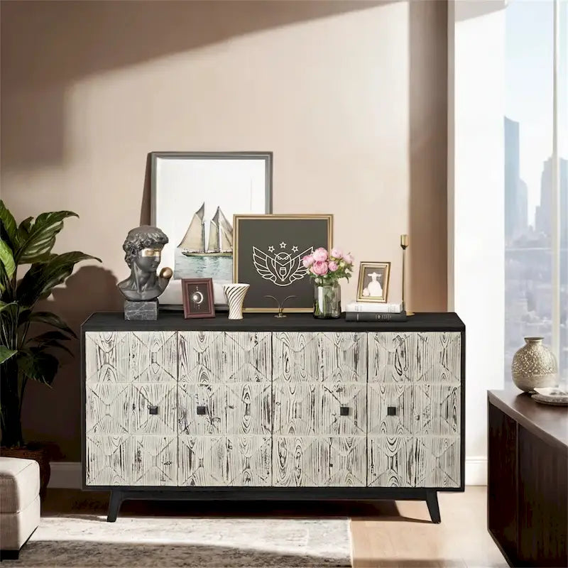 Retro-Style Sideboard, Freestanding Sideboard Storage Cabinet