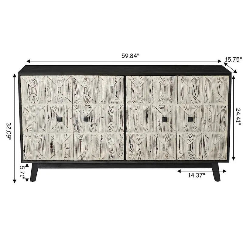 Retro-Style Sideboard, Freestanding Sideboard Storage Cabinet
