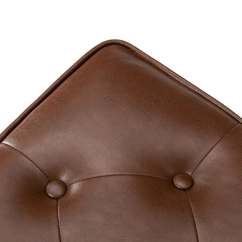 Set of 2 22W Leatherette Button-tufted Foot Stools Ottomans